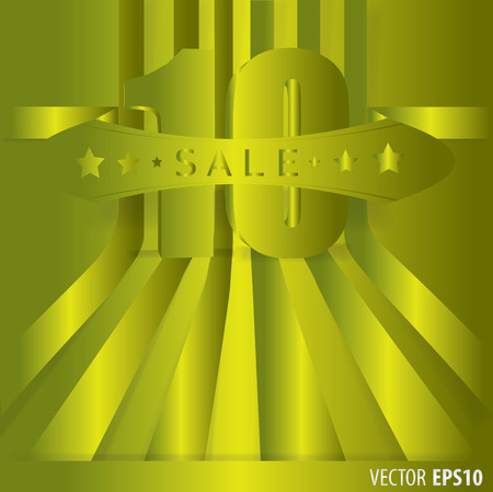 Green Ribbon with text sale 10 percent and stripes as a backgroundのイラスト素材