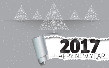 Christmas tree made from snowflakes. Eps 10. Vector illustration.  torn paper. Happy New Year 2017のイラスト素材