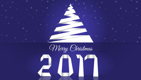 Merry Christmas. With snowflakes.New 2017 year greeting card made in origami style, vector illustration.のイラスト素材