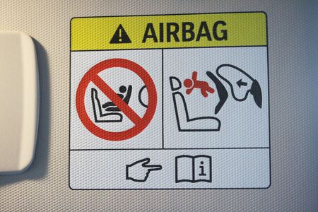 Vehicle Airbag warning labelの写真素材