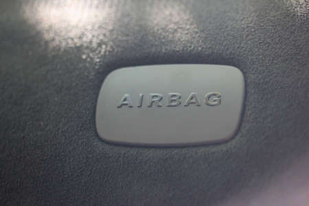 Airbag label in a new vehicleの写真素材