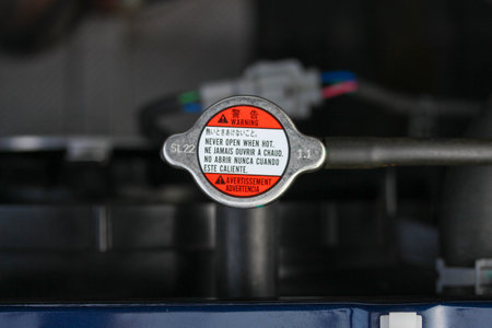 Closeup of a budget vehicle radiator capの写真素材