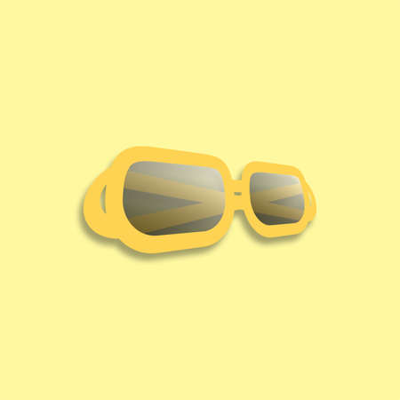 Summer in minimalist style. Yellow retro sunglasses on pastel yellow background.
