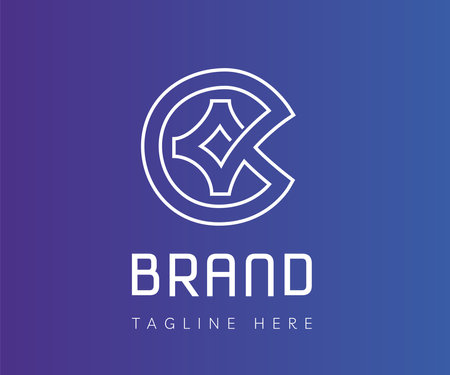 Letter C logo icon design template elements. Initial letter C logo with star inside, trendy line style. Usable for Branding and Business Logos.のイラスト素材