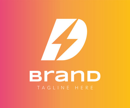 Letter D logo icon design template elements. Initial letter D logo with flash bolt energy power icon. Usable for Branding and Business Logos.のイラスト素材