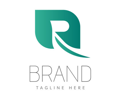 Letter R logo icon design template elements. Initial letter R in green leaf shape. Usable for Branding and Business Logos.のイラスト素材