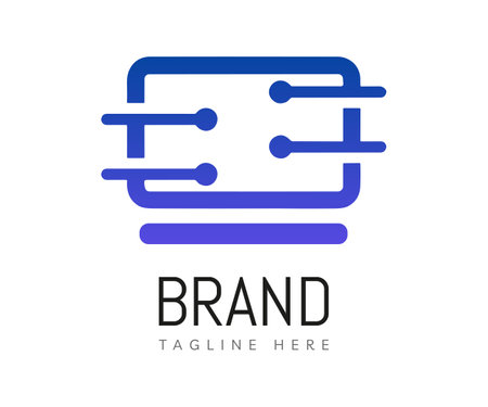 Computer logo icon design template elements. Usable for Branding, Business and Technology Logos.のイラスト素材