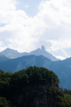 View on hills in mountains in Alpsの写真素材
