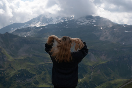View on girl in Alps