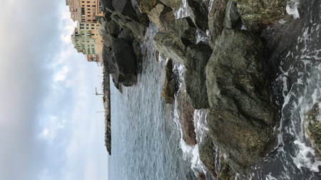 panorama view of the city of Genoa, Liguria, Italyの写真素材