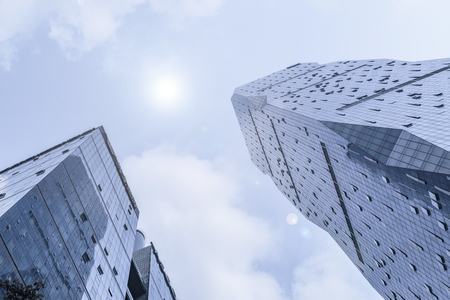Low angle view of skyscrapers in Guangzhou China.のeditorial素材