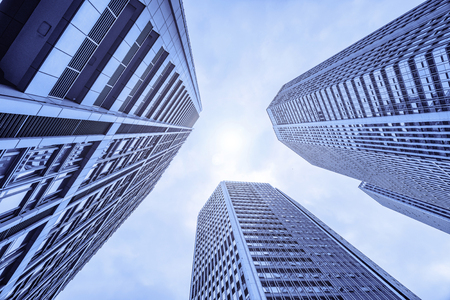 Low angle view of skyscrapers in Guangzhou China.のeditorial素材