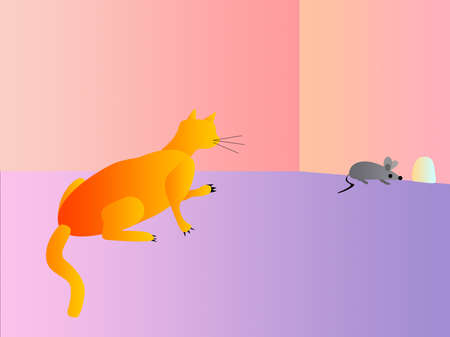 The cat catches a mouseの写真素材