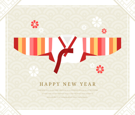 Korea tradition new year card, illustrationのイラスト素材