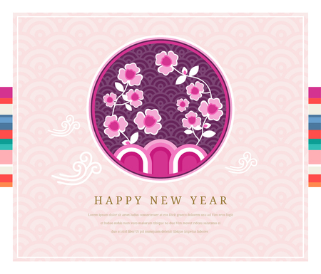 Korea tradition new year card,illustrationのイラスト素材