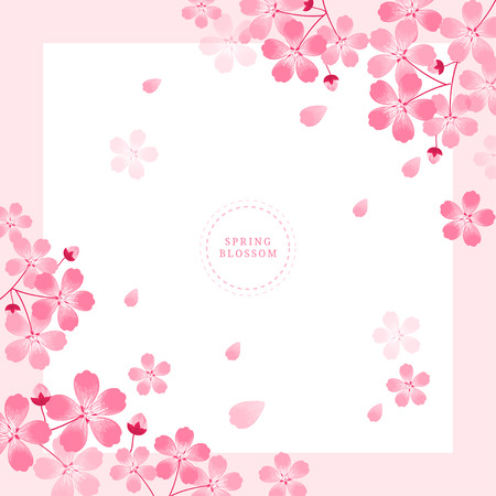 Spring blossom, Flower illustration, frameのイラスト素材