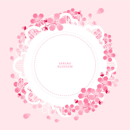 Spring blossom, Flower illustration, frameのイラスト素材
