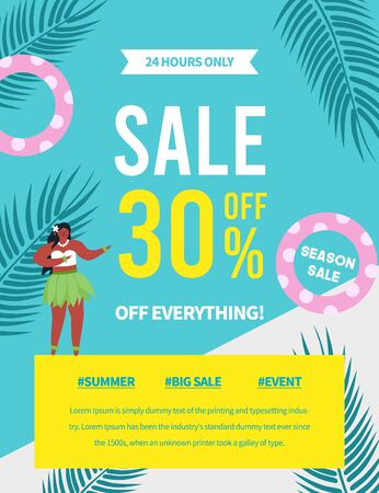 Summer Sale Poster, Web Banner, Pop-Up, banner template design. seasonal discount vector Illustration.のイラスト素材