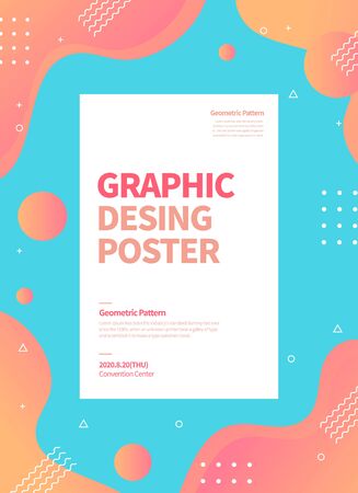 flat geometric pattern poster. graphic vector background.のイラスト素材