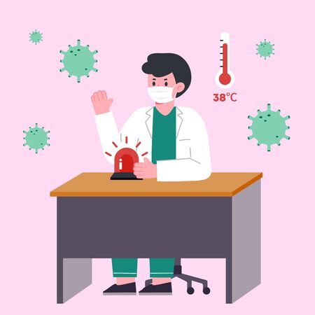 a doctor explaining a virus Illustration.のイラスト素材