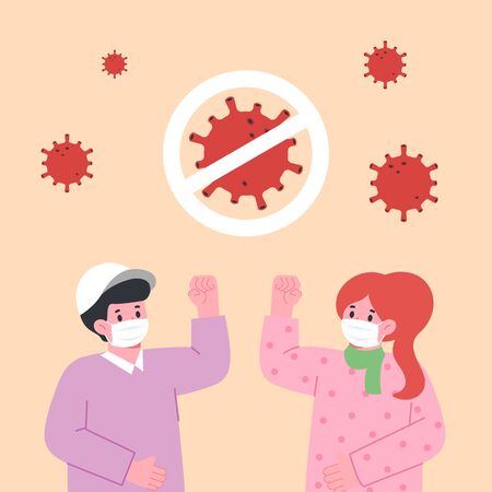 People who work hard to prevent coronavirus.のイラスト素材