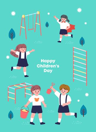 Children's illustration. Illustration for educational activities with friends.のイラスト素材