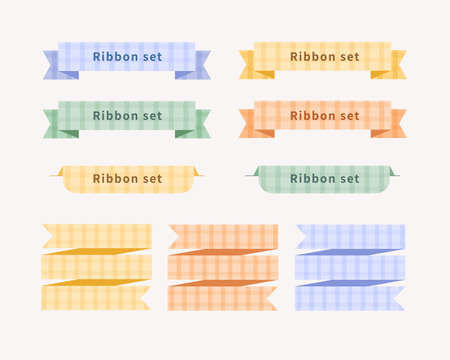 Flat design of labels, ribbon banners, Banner Web Sticker illustration.のイラスト素材