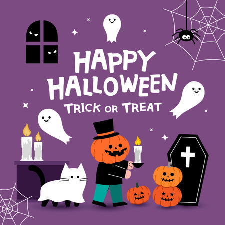 Halloween party illustration. Children in Halloween costumes.のイラスト素材