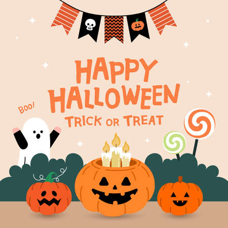 Halloween party illustration. Children in Halloween costumes.のイラスト素材