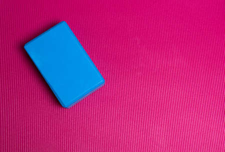 Background yoga square red space design abstract sport home, concept healthy lifestyle bend copy in wooden for peace vitality, asana carpet. Geometric graphic view,の写真素材