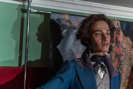 RUSSIA, PETERSBURG - AUG 19, 2022: pushkin romanov russia dynasty petersburg st wax museum i, from...