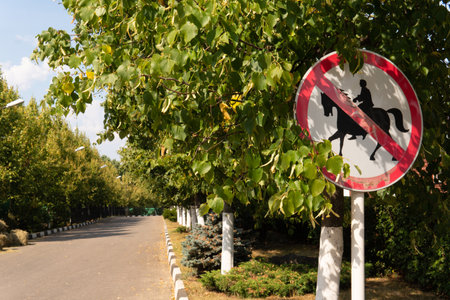 Rider warning forbidden sign symbol icon transportation ride road, for caution wheel for drive and danger skateboard, bicycle person. Roller shoe allowed,の写真素材