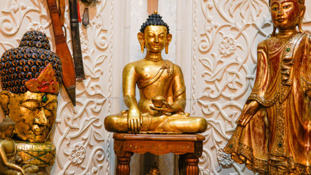 meditation statue sculpture buddhism buddha buddhist asia culture background religious asian religionの写真素材