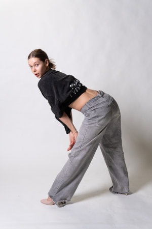 model white beauty hair portrait look hand person background lady young modern faceの写真素材