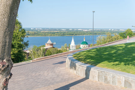 novgorod city landmark nizhny church architecture tourism cathedral summer russia monument riverの写真素材
