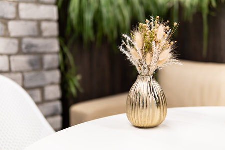 natural plant nature white bouquet flower vase decor floral decoration interior background beautifulの写真素材