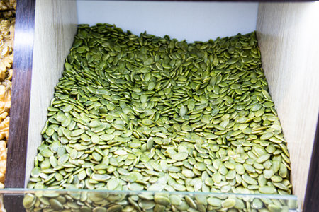 dry diet snack seed raw green organic ingredient isolated natural food pumpkin healthyの写真素材