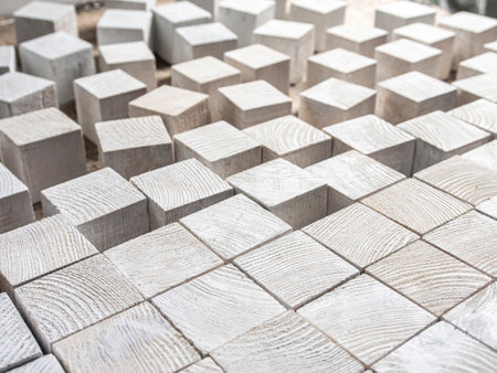 White wood block pattern on the floor for background and texture, stock photoの写真素材