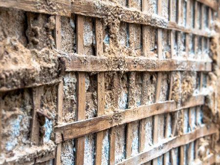 Old wooden wall background and texture. Close-up of old wooden wall.