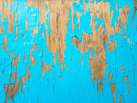 Old blue wood texture with peeling paint. Abstract background for design.の写真素材