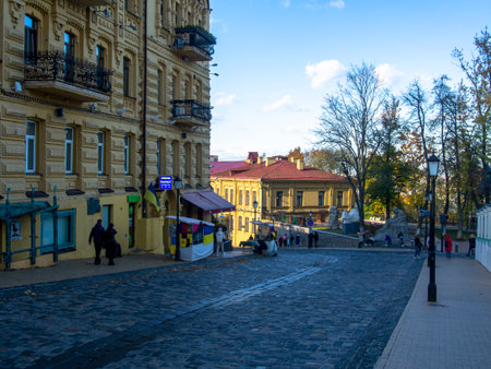 View of the old town in Kiev, Ukraine. Downtown of Kyiv, Ukraine. Views of historic architecture and...