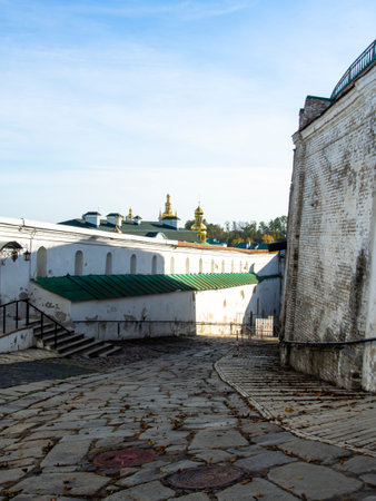 Temples, churches of Kyiv Pechersk Lavra, Kyiv, Ukraine. Sunny day. Historical and cultural reserve,...
