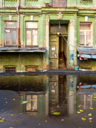 Old buildings in the city center. Street view in Kiev, Ukraineの写真素材