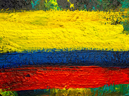 Brush painted flag of Columbia. Hand drawn style flag of Columbia.