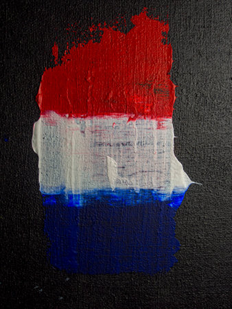 Flag of Netherlands painted on canvas with brushstrokes of paint.の写真素材