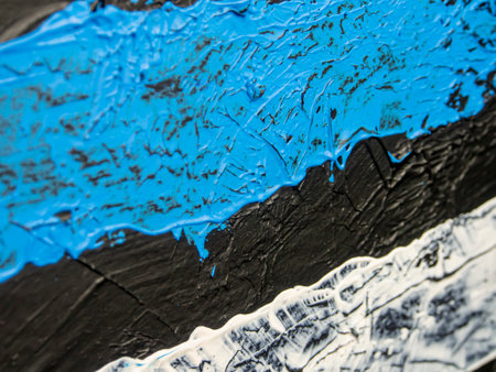 Brush painted flag, hand drawn style flag. Abstract acrylic painting on canvas.の写真素材