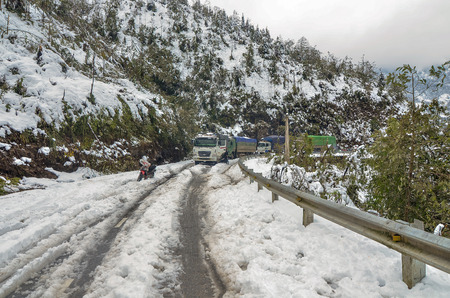 SA PA, VIETNAM at DECEMBER 2013: First snow in Sapa - a famous place in Vietnam travel.のeditorial素材
