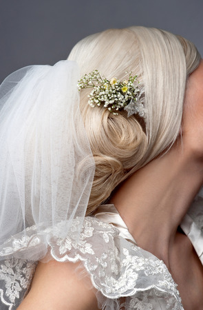 Beautiful wedding bride hairstyle の写真素材