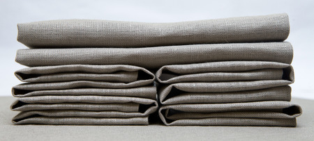 Linen napkins gray folded creatively