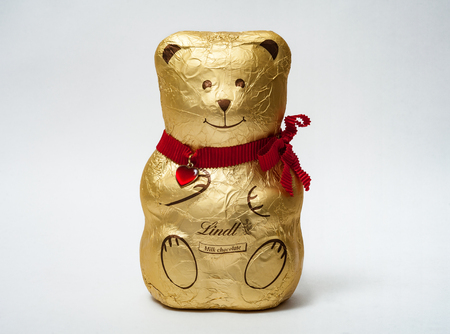 Minsk, Belarus, May 29, 2018: Photo of a Lindt Milk Chocolate Bear